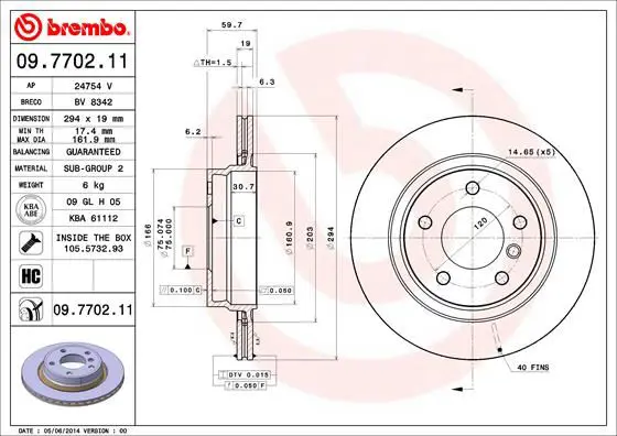 Handler.Part Brake disc BREMBO 09770211 1