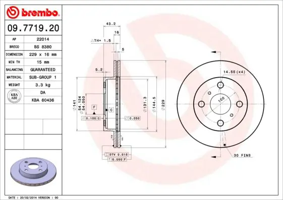 Handler.Part Brake disc BREMBO 09771920 1