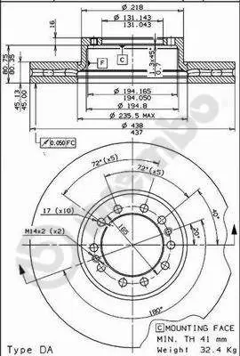 Handler.Part Brake disc BREMBO 09787010 1