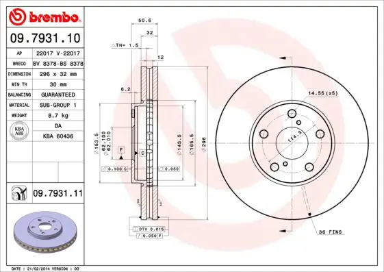 Handler.Part Brake disc BREMBO 09793111 1