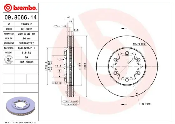 Handler.Part Brake disc BREMBO 09805920 1