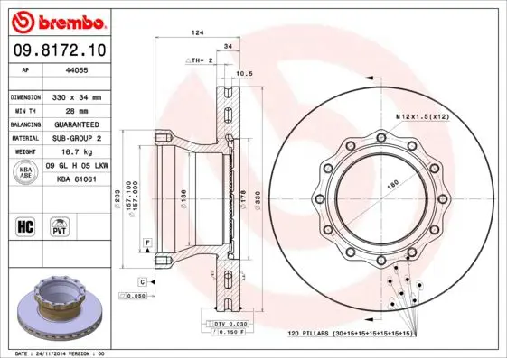 Handler.Part Brake disc BREMBO 09817210 1