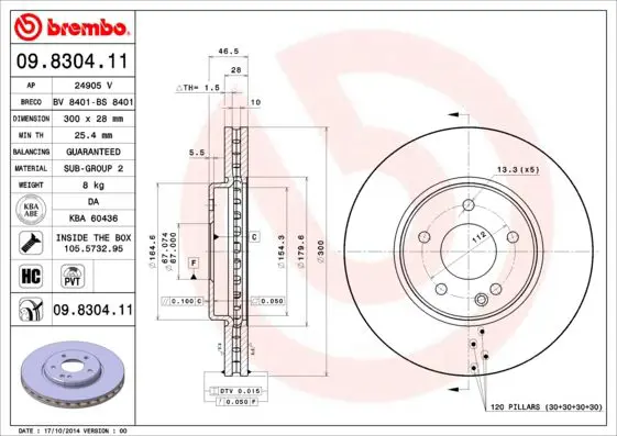 Handler.Part Brake disc BREMBO 09830411 1