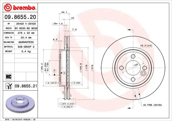 Handler.Part Brake disc BREMBO 09865521 1