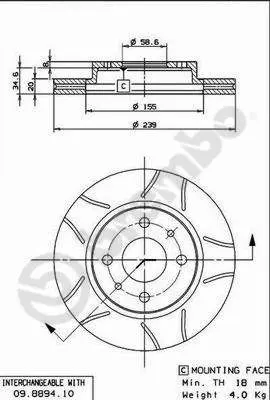 Handler.Part Brake disc BREMBO 09889475 1