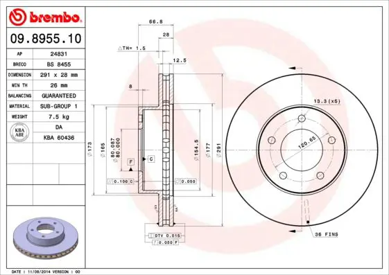 Handler.Part Brake disc BREMBO 09895510 1