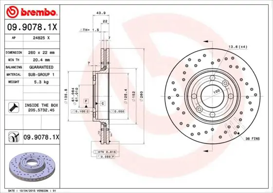 Handler.Part Brake disc BREMBO 0990781X 1