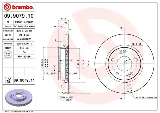 Handler.Part Brake disc BREMBO 09907911 1