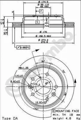 Handler.Part Brake disc BREMBO 09912710 1