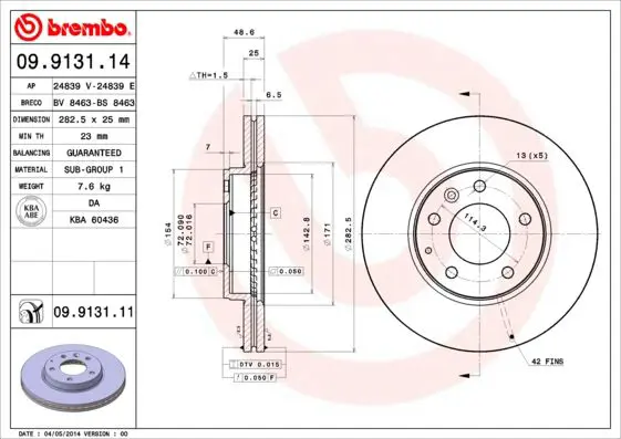 Handler.Part Brake disc BREMBO 09913111 1