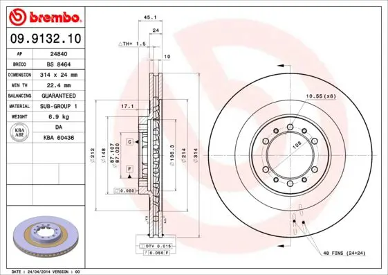 Handler.Part Brake disc BREMBO 09913210 1