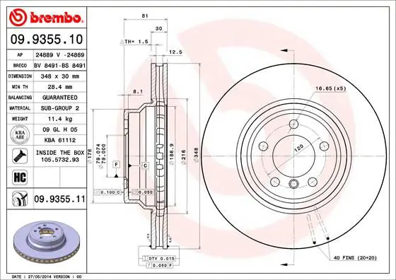 Handler.Part Brake disc BREMBO 09935511 1