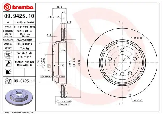 Handler.Part Brake disc BREMBO 09942511 1