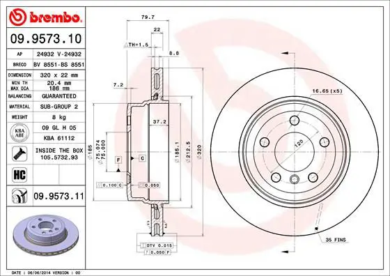 Handler.Part Brake disc BREMBO 09957311 1