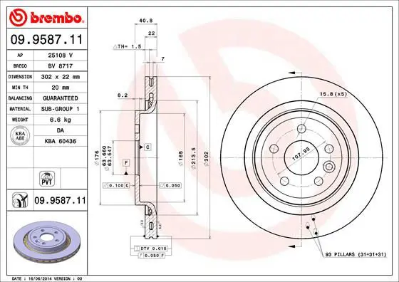 Handler.Part Brake disc BREMBO 09958711 1