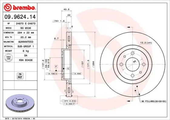 Handler.Part Brake disc BREMBO 09962414 1