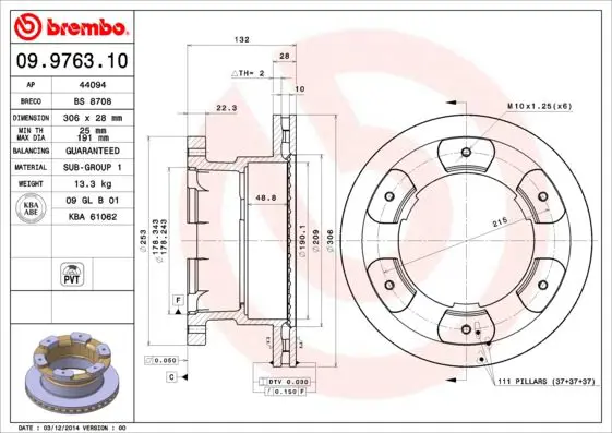 Handler.Part Brake disc BREMBO 09976310 1