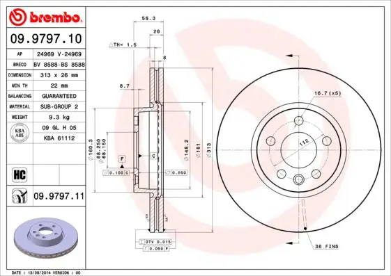 Handler.Part Brake disc BREMBO 09979711 1