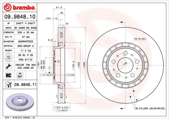 Handler.Part Brake disc BREMBO 09984811 1