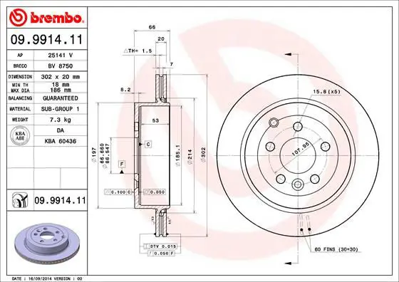 Handler.Part Brake disc BREMBO 09991411 1