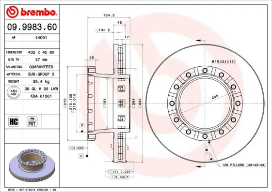 Handler.Part Brake disc BREMBO 09998360 1