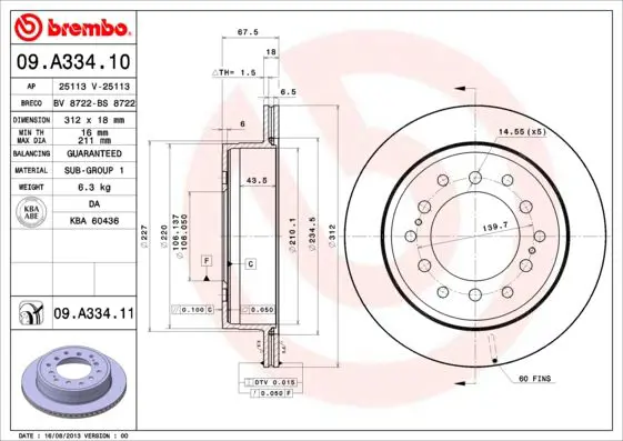 Handler.Part Brake disc BREMBO 09A33411 1