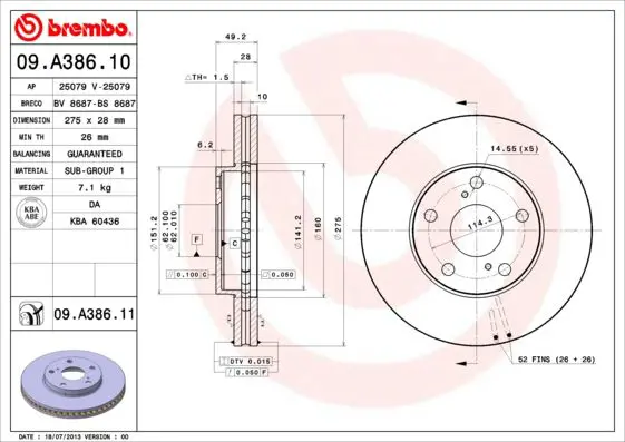 Handler.Part Brake disc BREMBO 09A38611 1