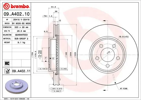 Handler.Part Brake disc BREMBO 09A40211 1