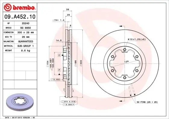 Handler.Part Brake disc BREMBO 09A45210 1