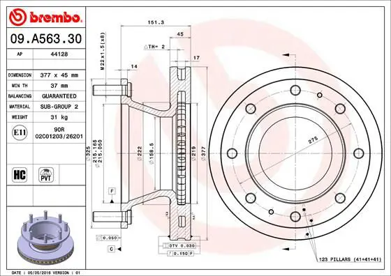 Handler.Part Brake disc BREMBO 09A56330 1