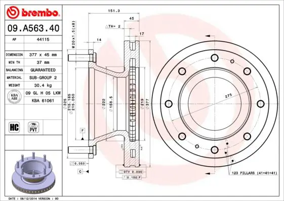 Handler.Part Brake disc BREMBO 09A56340 1