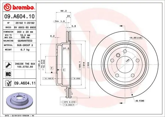 Handler.Part Brake disc BREMBO 09A60410 1