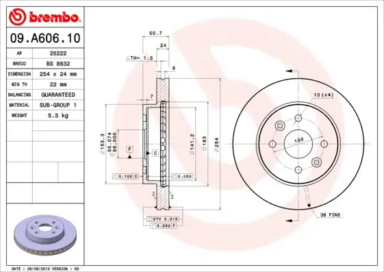 Handler.Part Brake disc BREMBO 09A60610 1