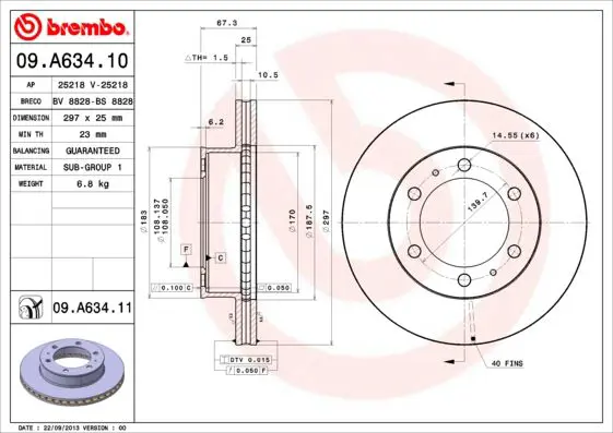 Handler.Part Brake disc BREMBO 09A63411 1