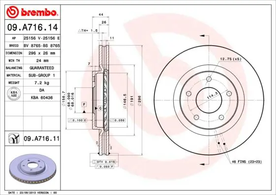 Handler.Part Brake disc BREMBO 09A71611 1