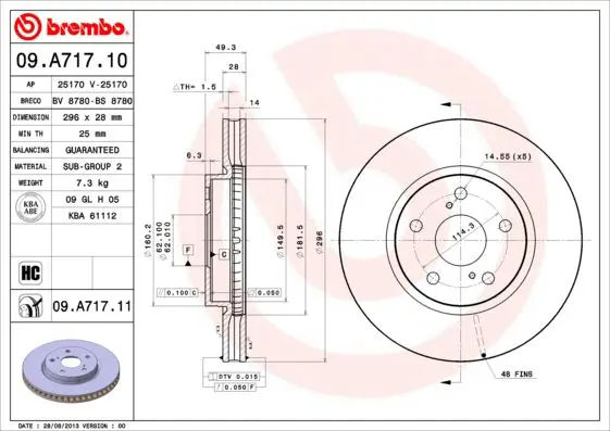 Handler.Part Brake disc BREMBO 09A71711 1