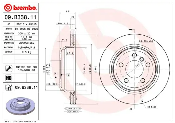 Handler.Part Brake disc BREMBO 09B33811 1