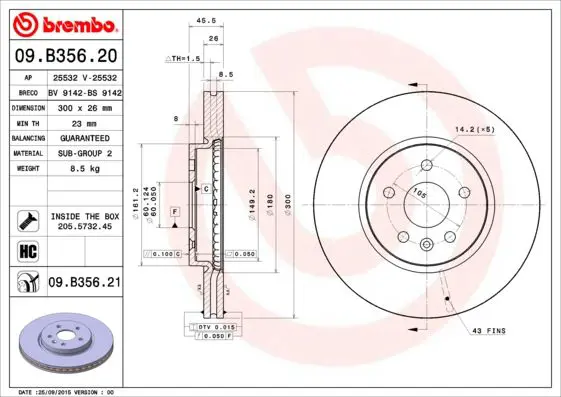 Handler.Part Brake disc BREMBO 09B35621 1