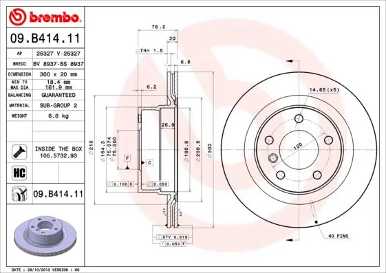 Handler.Part Brake disc BREMBO 09B41411 1