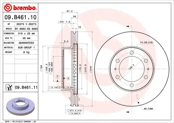 Handler.Part Brake disc BREMBO 09B46111 1