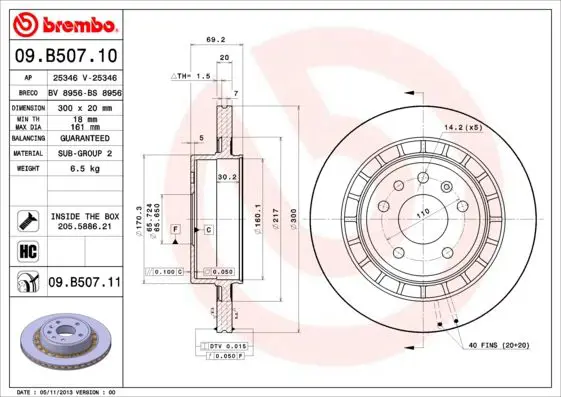 Handler.Part Brake disc BREMBO 09B50711 1