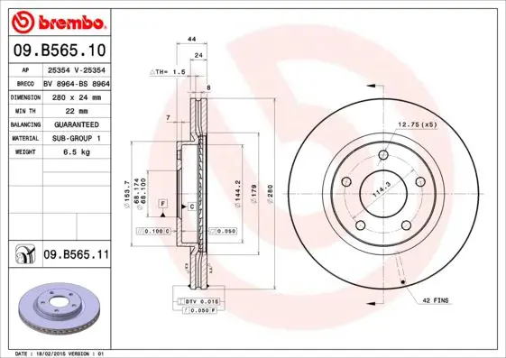 Handler.Part Brake disc BREMBO 09B56511 1