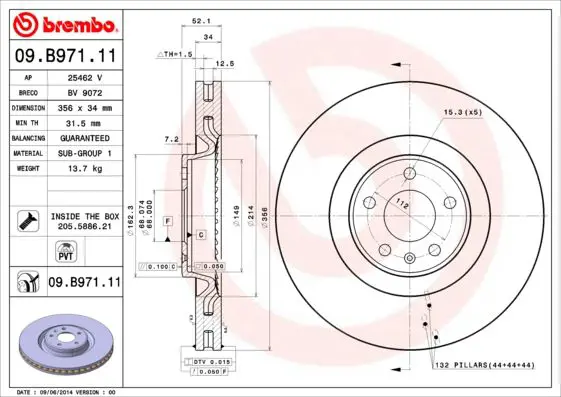 Handler.Part Brake disc BREMBO 09B97111 1