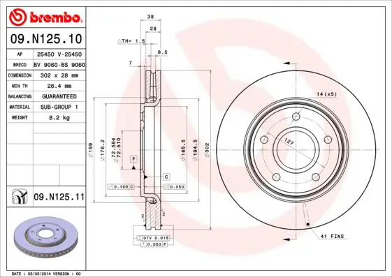 Handler.Part Brake disc BREMBO 09N12511 1