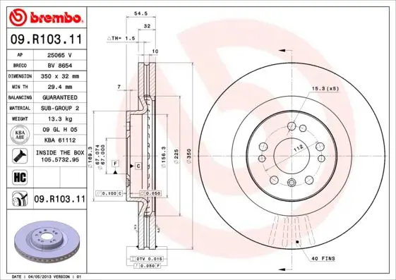 Handler.Part Brake disc BREMBO 09R10311 1