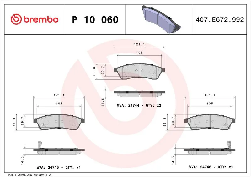 Handler.Part Brake pad set, disc brake BREMBO P10060 1