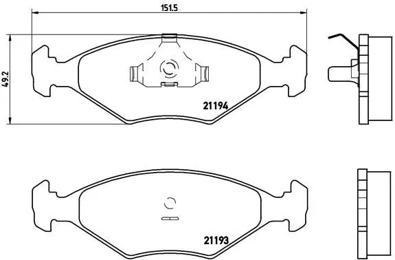 Handler.Part Brake pad set, disc brake BREMBO P23040 1