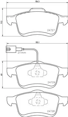 Handler.Part Brake pad set, disc brake BREMBO P23130 1