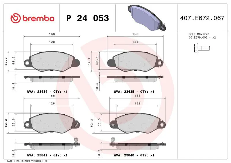 Handler.Part Brake pad set, disc brake BREMBO P24037 2