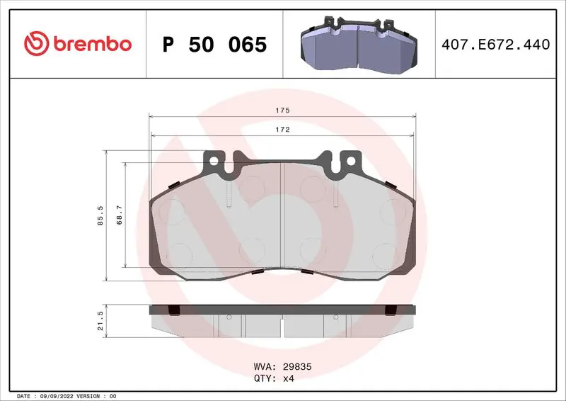 Handler.Part Brake pad set, disc brake BREMBO P50065 1